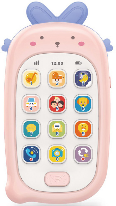 하늘썬별 유아용 라이트앤뮤직 토끼 멜로디 아기전화기, 핑크, 1개