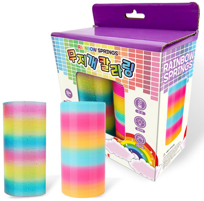 아이끌레 무지개 칼라링 스프링 장난감 2종 세트 대형, 혼합색상, 1개