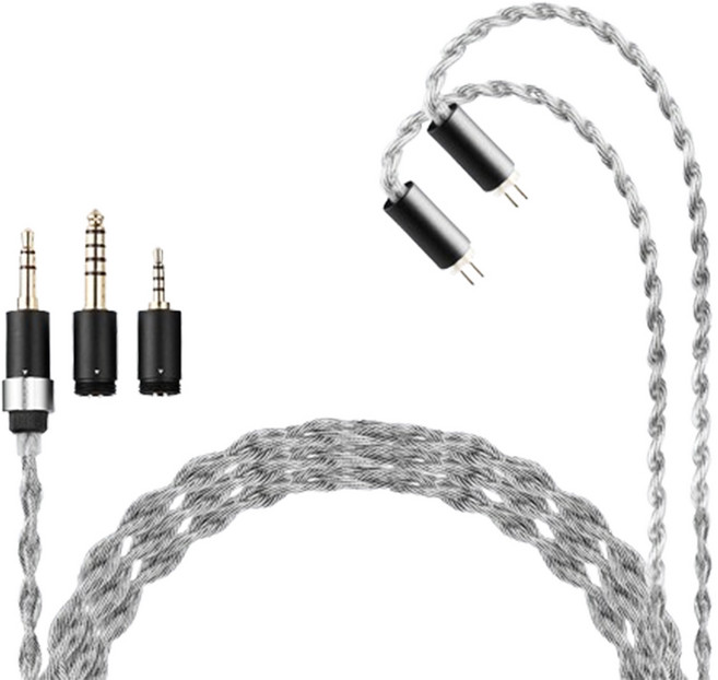 아즈라 호라이즌2 이어폰 2핀 CM 케이블 + 3 in 1 플러그 2.5mm + 3.5mm + 4.4mm 세트, 2Pin-CM, 실버