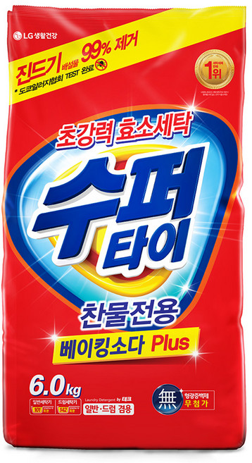 수퍼타이 찬물전용 베이킹소다 플러스 분말세제 리필, 6kg, 1개