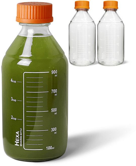 미르코리아 헥사 눈금 유리병 MO1000, 3개, 1000ml