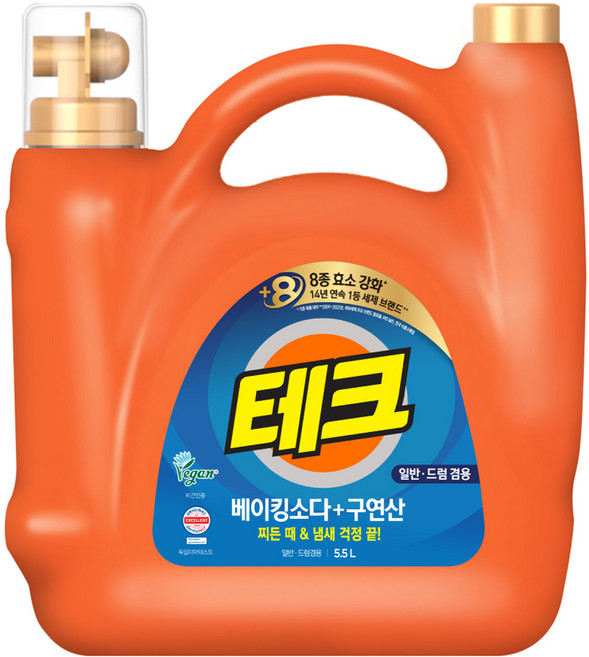 테크 베이킹소다 플러스 구연산 일반드럼 액체세제 본품, 1개, 5.5L