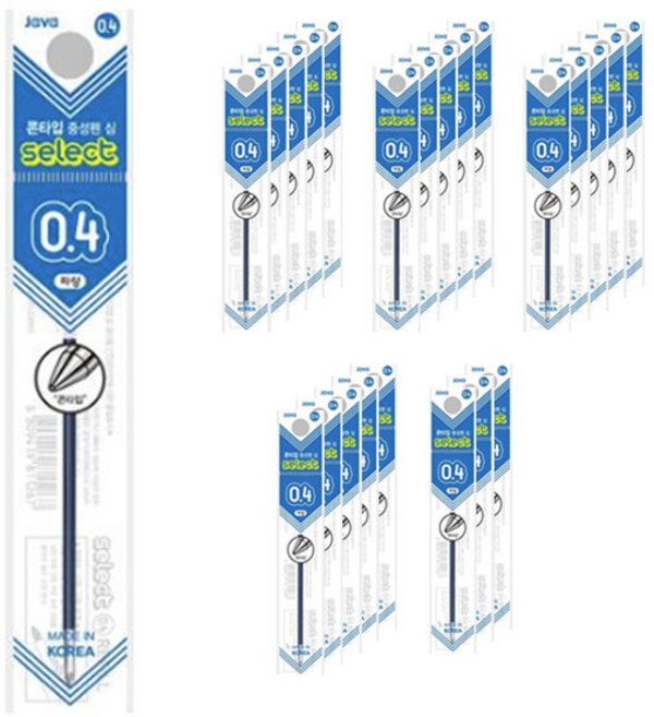 자바펜 셀렉트 콘타입 중성 리필 0.4mm, 파랑, 24개