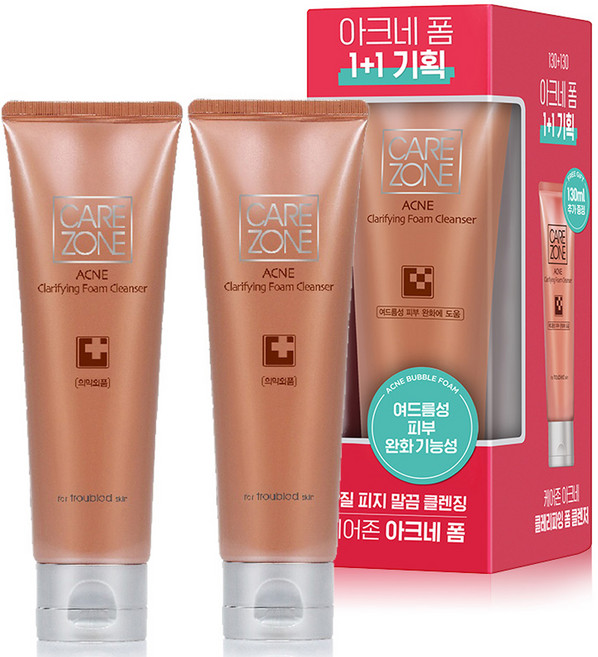 케어존 아크네 클래리파잉 폼 클렌저 더블기획, 130ml, 2개