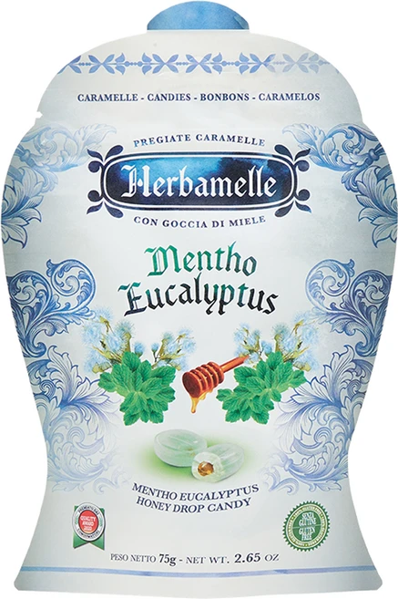 에르바멜레 허니드롭 멘토 유칼립투스 캔디, 75g, 1개 - 쿠팡