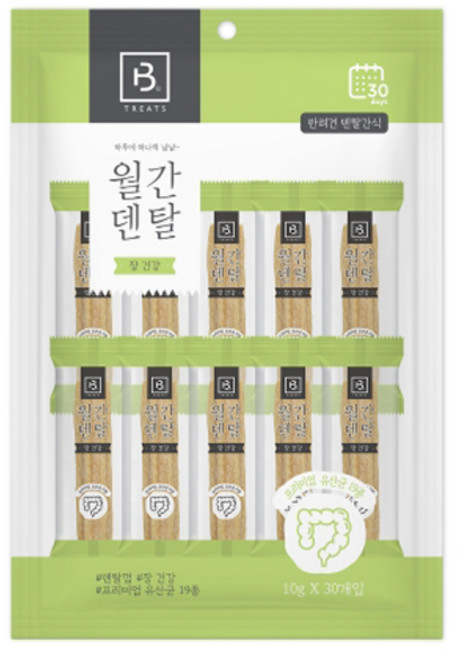 브리더랩 강아지 월간 덴탈껌 30p, 장건강, 300g, 1개