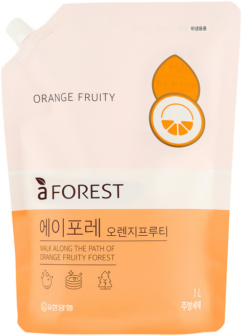 에이포레 주방세제 리필 오렌지프루티향, 1L, 1개
