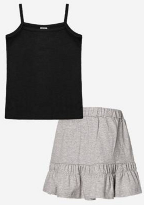 유라비 여아용 끈나시 4부 셔링 스커트 레깅스 세트