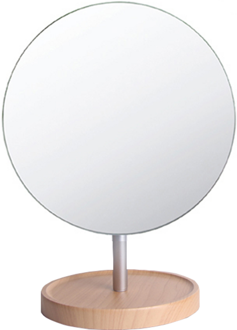 miro line 無框托盤圓形桌鏡, 木質色調