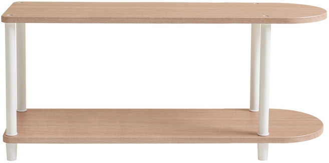 룸앤홈 데일리 라운드 하프 선반, 오크화이트, 2단