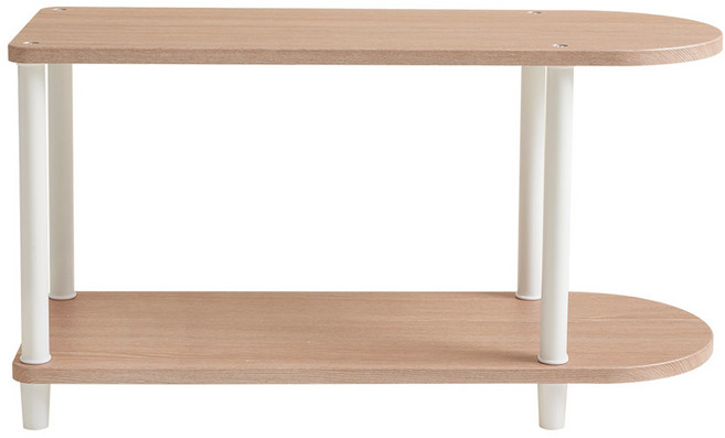 룸앤홈 데일리 라운드 하프 선반, 오크화이트, 2단