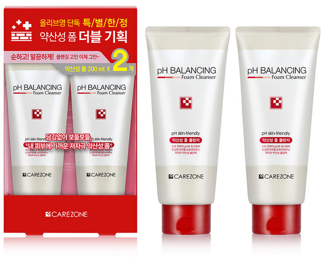 케어존 약산성 클렌징폼, 200ml, 2개