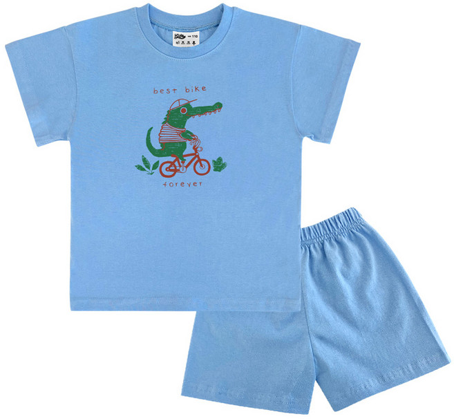 키즈크루 아동용 통기성 디노바이크 반팔 상하의 세트
