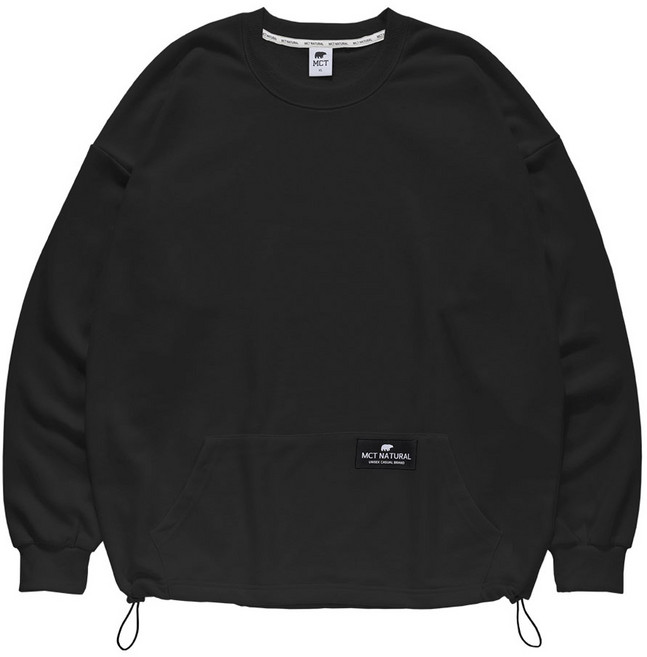 엠씨티 문컬렉션 남녀공용 DY 쭈리 무지 스트링 오버핏 맨투맨