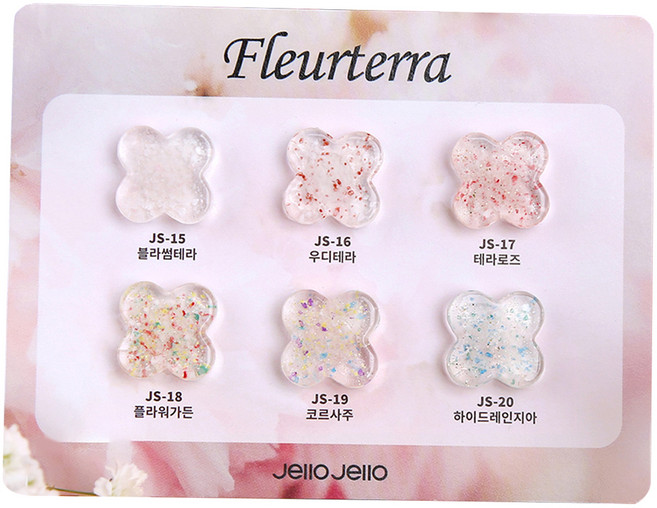젤로젤로 벚꽃 플레르테라 글리터 젤네일 세트, 6종, 1개, 10ml