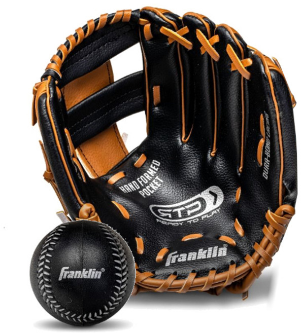 프랭클린 아동용 RTP 글러브 우투용 + 볼 세트 4809TBS, 블랙/브라운, 1세트