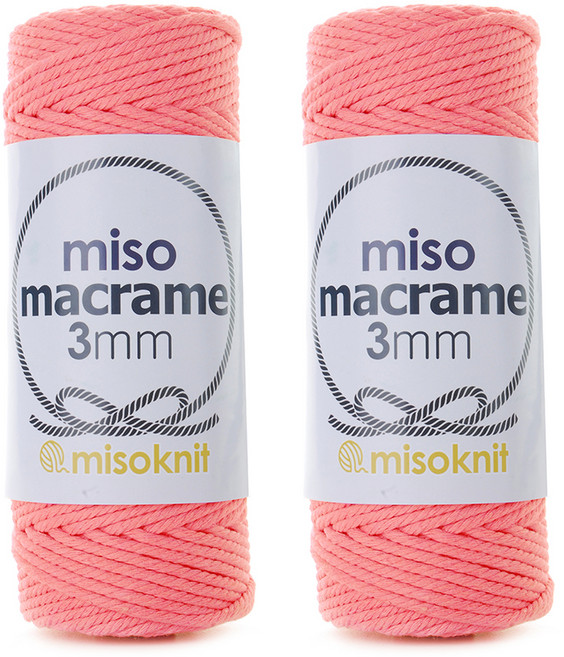 미소털실 마크라메 뜨개실 3mm, 24 핑크로즈, 2개