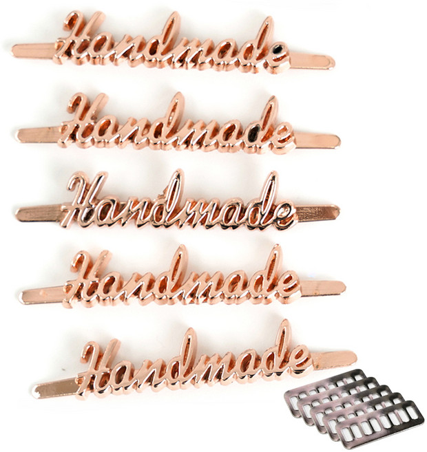 청송뜨개실 필기체 핸드메이드 금속 라벨 세트, 핑크, 1세트