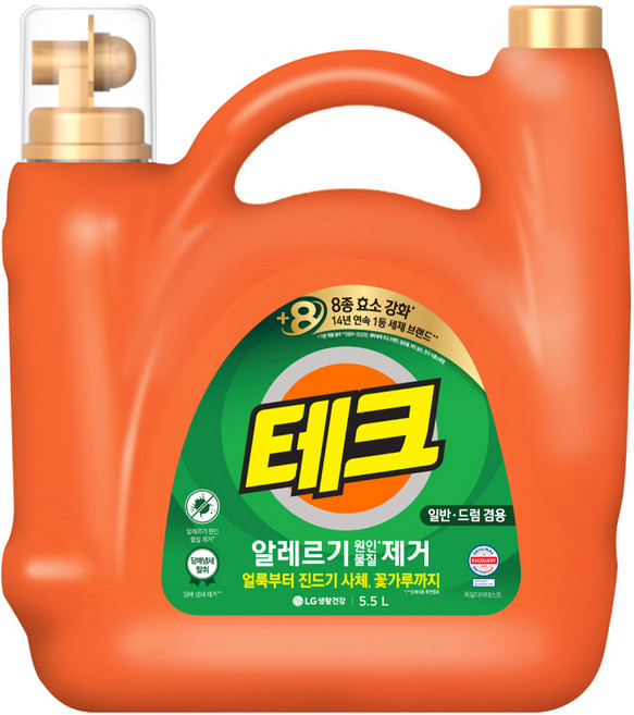 테크 알레르기 원인물질 제거 일반드럼 겸용 대용량 액체세제 본품, 5.5L, 1개