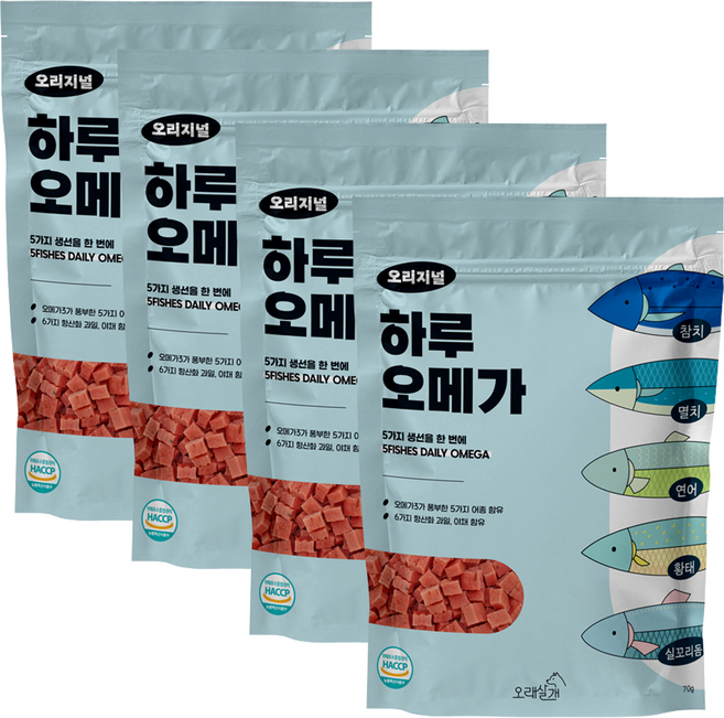오래살개 반려동물 하루오메가 영양제, 오리지널, 70g, 4개