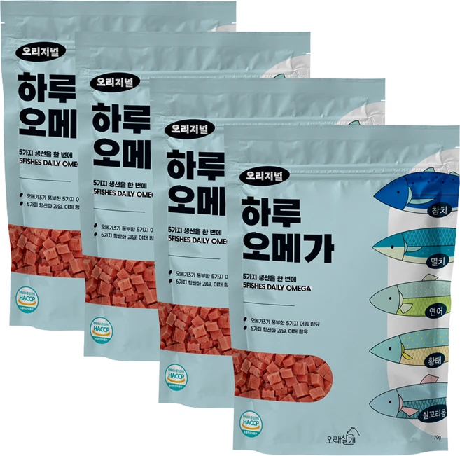 오래살개 반려동물 하루오메가 영양제, 오리지널, 70g, 4개 - 쿠팡