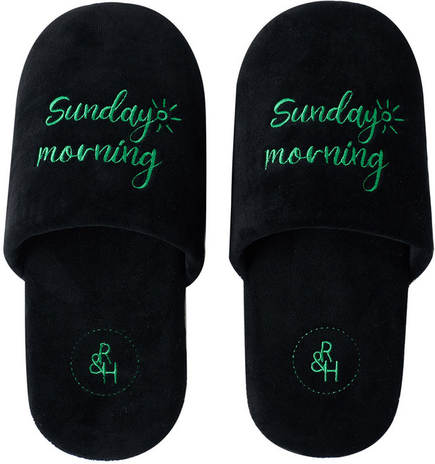 룸앤홈 벨벳 룸 슈즈, 블랙, 1개