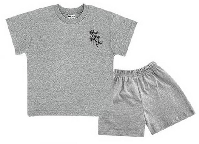 키즈크루 아동용 통기성 기브폰트 반팔 상하의 세트