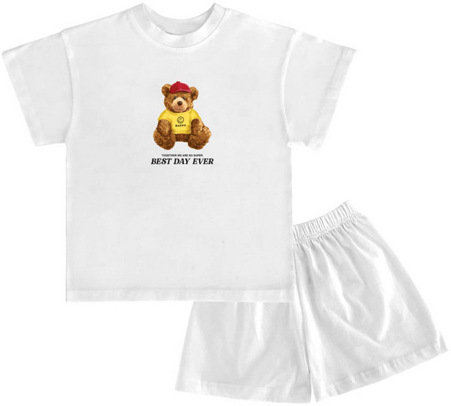 키즈크루 아동용 통기성 슈퍼베어 반팔 상하의 세트