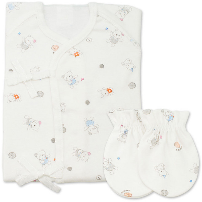 베이비베어 유아용 고미 배냇저고리 + 손싸개 세트