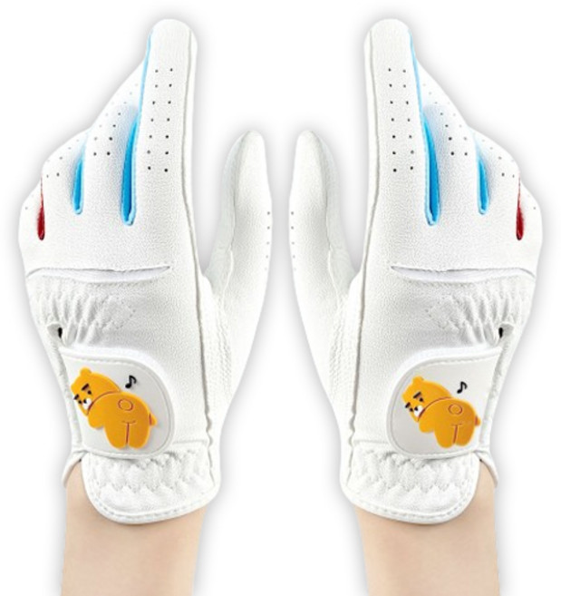 KAKAOFRIENDSGOLF Ryan童款萊卡纖維高爾夫手套 雙手組, 白色
