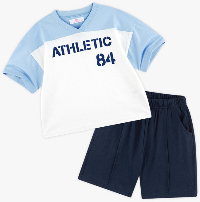 마리앤모리 아동용 통기성 에슬레틱 브이넥 상하복 세트