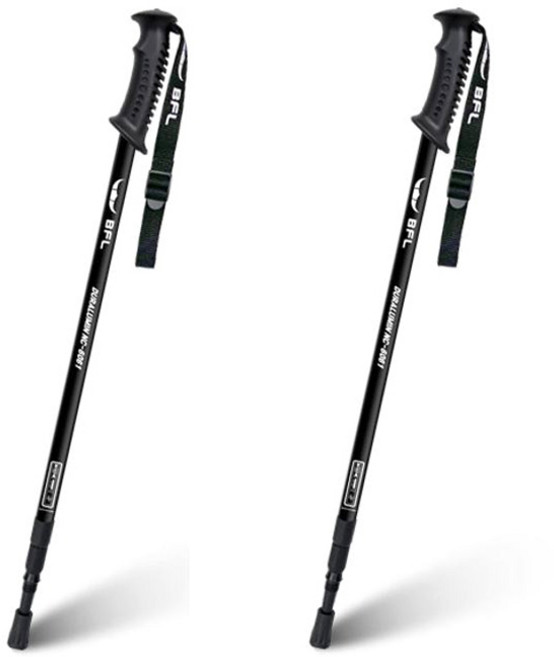 버팔로 두랄루민 판타 3단계 길이조절 일자형 등산스틱, 블랙, 2개