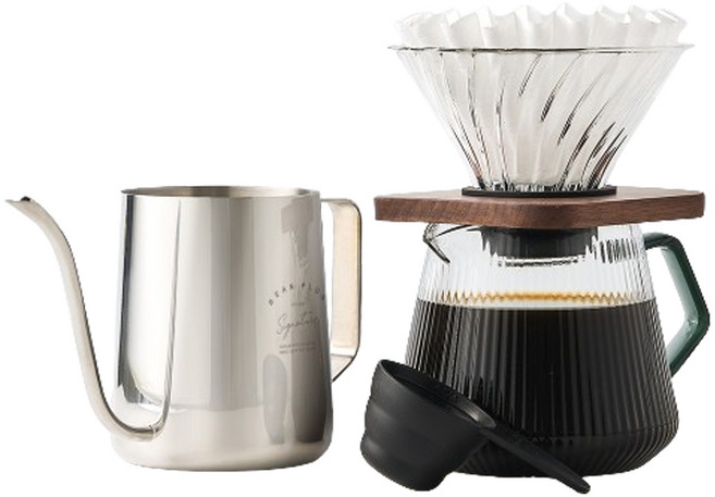 빈플러스 에센셜 올인원 홈카페 5종 핸드드립세트, 600ml, 1세트, 드리퍼 + 드립서버 + 드립포트 600ml + 여과지 (10p) + 계량스푼
