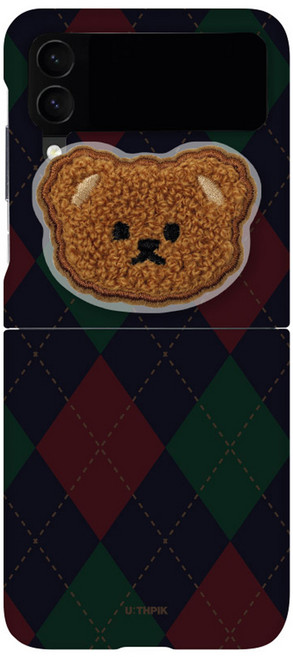 유스픽 뽀글곰돌 체크 아크릴 톡톡 하드 휴대폰 케이스