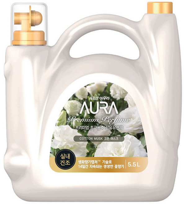 아우라 프리미엄 초고농축 섬유유연제 코튼 머스크 본품, 5.5L, 1개