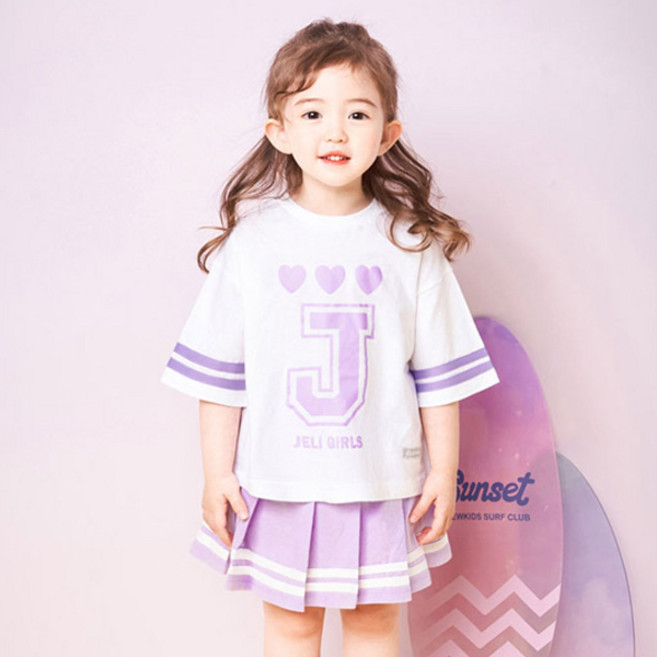 JELISPOON 女童款 HIT Love 網球風百褶上下衣套裝