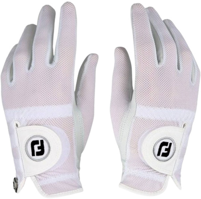 풋조이 여성용 반양피 스테이쿨러 골프장갑 양손용, 화이트, 1세트