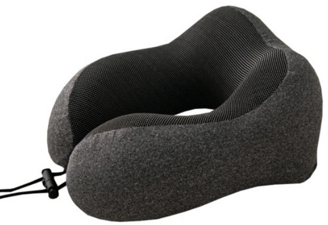 알파커머스 여행용 기내 메모리폼 목베개 끈조절 통풍 커버 목쿠션, 진그레이