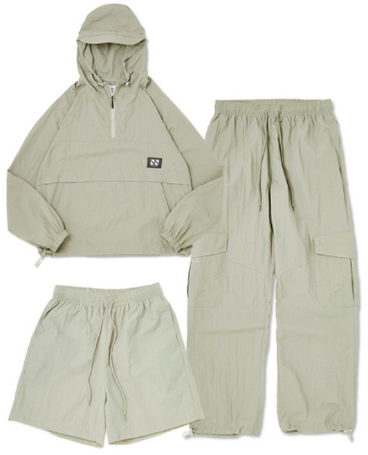 꼼소넛 남녀공용 후드 아노락 쓰리피스 풀 셋업 세트 CSOs-003