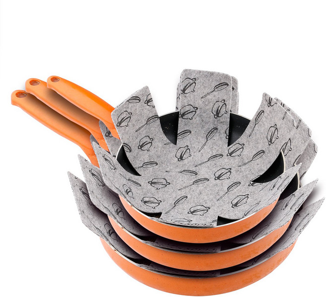 구디푸디 후라이팬 보호패드 3종 세트, 1개, 그레이