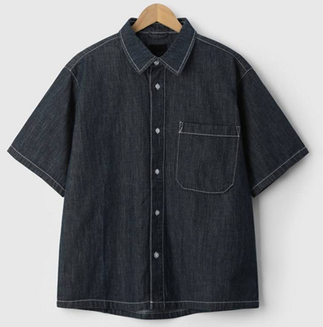 엠엔씨 남성용 오버핏 데님 반팔 셔츠 MDSS036WS