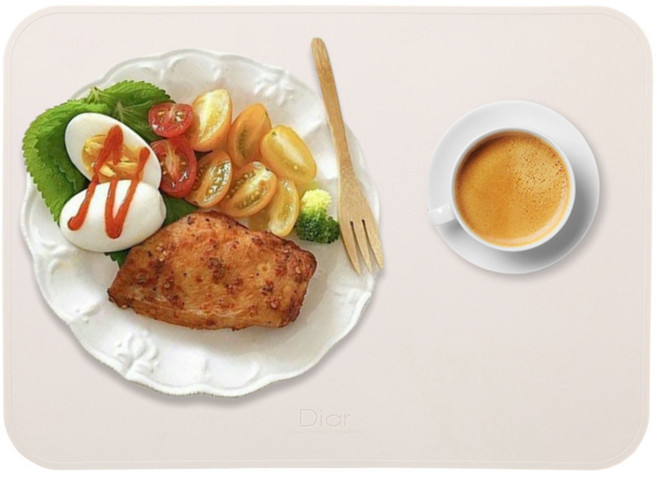 디아르 프리미엄 실리콘 스탠다드 라이트 식탁 매트, 오트밀, 1개, 40.2 x 28.8 cm