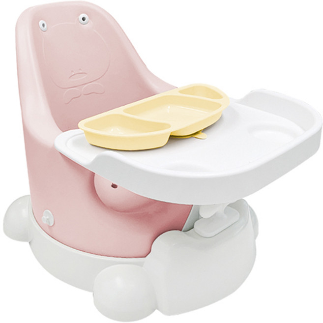 젤리맘 유아용 무나 부스터체어 + 트레이 + 카트 + 흡착식판 세트, 피치핑크(체어), 옐로우(식판)