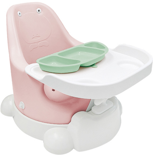 젤리맘 유아용 무나 부스터체어 + 트레이 + 카트 + 흡착식판 세트, 피치핑크(체어), 민트(식판)