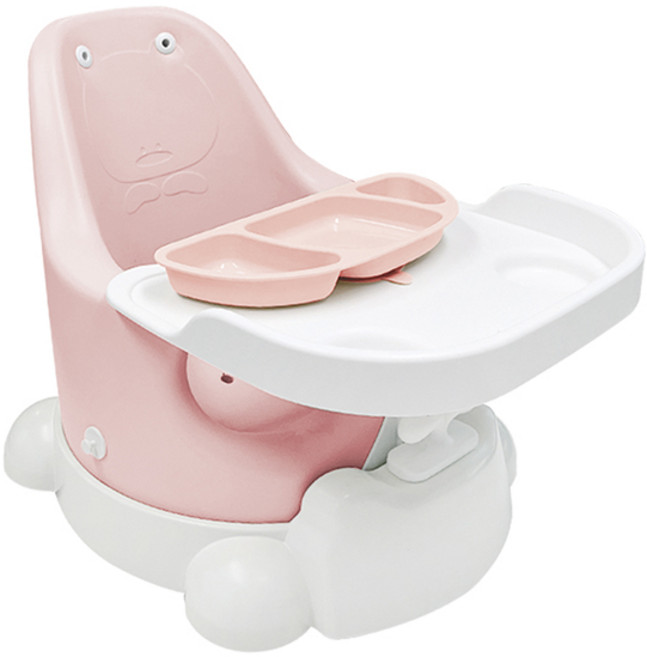 젤리맘 유아용 무나 부스터체어 + 트레이 + 카트 + 흡착식판 세트, 피치핑크(체어), 베이비핑크(식판)