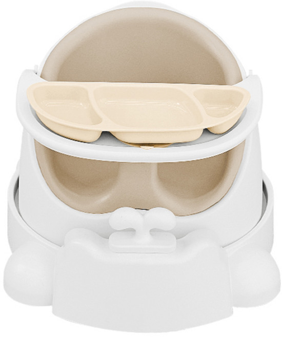 젤리맘 유아용 와이즈 체어 + 카트 + 흡착 식판 세트, 앰버베이지(의자), 크림베이지(식판)