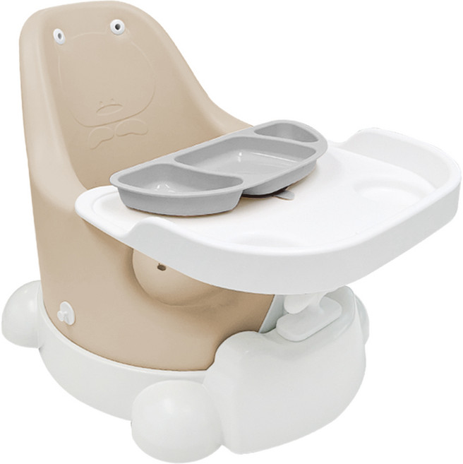 젤리맘 유아용 무나 부스터체어 + 트레이 + 카트 + 흡착식판 세트, 앰버베이지(체어), 그레이(식판)