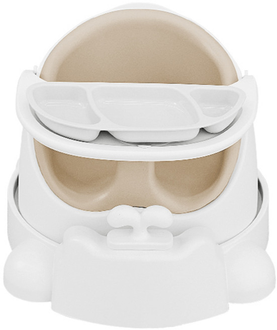 젤리맘 유아용 와이즈 체어 + 카트 + 흡착 식판 세트, 앰버베이지(의자), 화이트(식판)