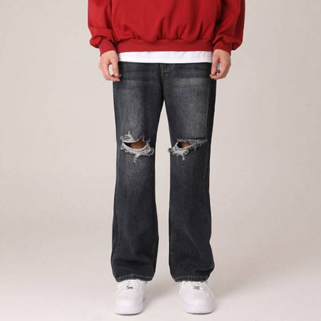 엠엔씨 빅사이즈 데미지 와이드청바지 MDIP507KD