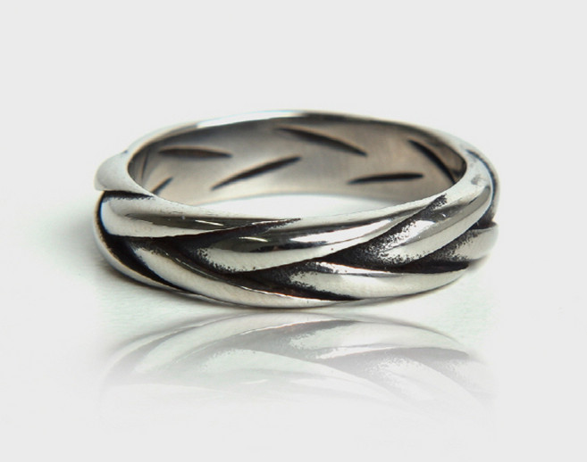 스칼렛또블랙 남성용 steel Daily rope twisted Ring BAT402